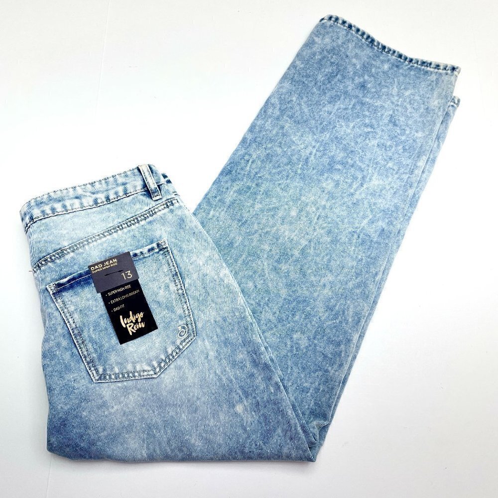 NEW Indigo Reign Women's Dad Jean High Rise Wide Leg Light Wash size 30 x 30